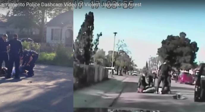 Jaywalker Brought Down By Sacramento Police